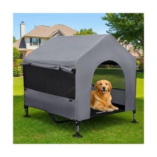 PAWMMO 42" Grey Dog House Elevated Bed Outdoor Indoor Tent