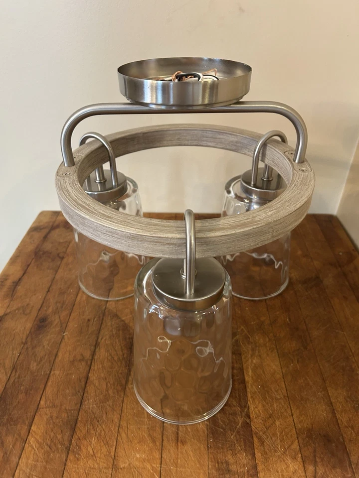 Progress Lighting Tiana 3 Light 10.25 in Brushed Nickel Semi Flush Mount Light - Image 4 of 4