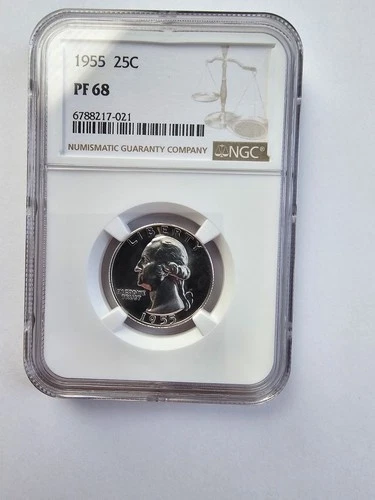 SILVER 1955 PF68 P MINT WASHINGTON QUARTER NGC GRADED 25C 90% AG COIN!