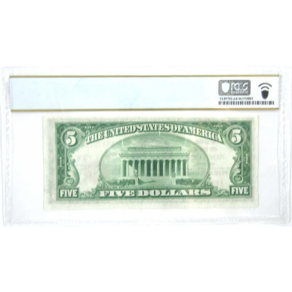 1929 $5 National Banknote New York Charter 1461 F1800 64 PPQ PCGS - Image 2 of 2