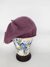 'Hand Knitted' Beret - Dusty Mauve - 100% Acrylic
