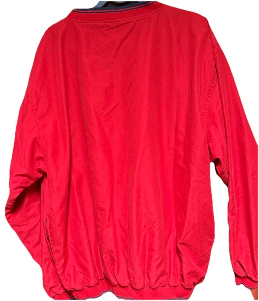 Pullover para hombre ropa deportiva rojo Tri Mountain XLT puños acanalados, cuello ribete azul marino Foto 4 de 4