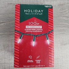 100 ct Clear Warm White Incandescent Mini Christmas Lights - NEW Holiday Living