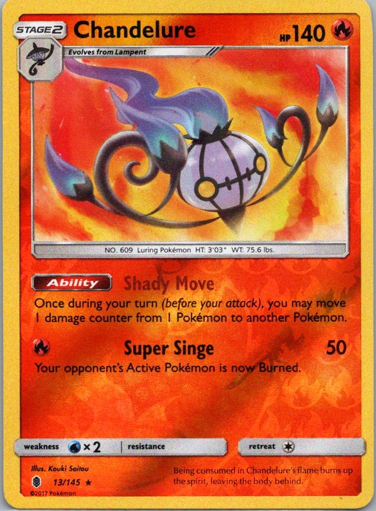 Pokemon TCG Chandelure 13/145 Guardians Rising Reverse NM