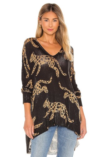 NWT $148 - SHOW ME YOUR MUMU Women's V-Neck Hug Me Sweater Top | Mucci Cat - XL
