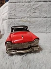 Vintage Japan Bandai Tin Friction 1950s Ford Country Wagon, Red With Hubcaps