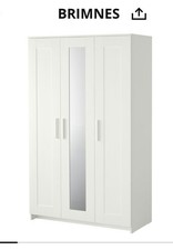 IKEA Brimmes White Wardrobe, 3 Doors, Size 117x190 Cm, Wooden