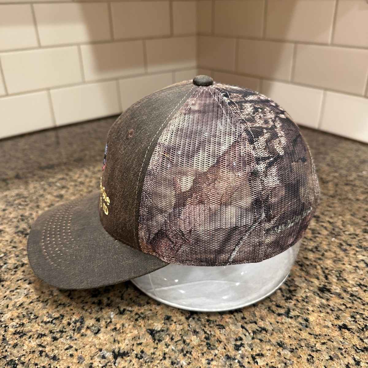 Coeur D'Arlene Idaho Marks Marine Port Authority Trucker Hat Brown Camo View 3