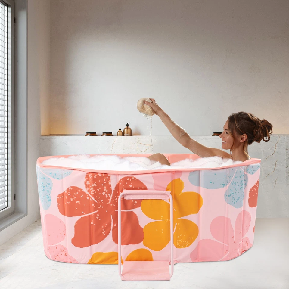 Pink Foldable Bathtub Portable Insulated Bathtub PVC Ice Bath Tub for Adult 1.2m - Image 2 of 4