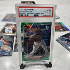 2019 Bowman Chrome Austin Riley Green Refractor /99 PSA 10 Pop 4 Braves