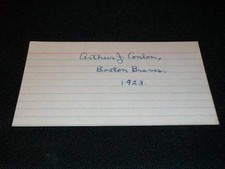 HOF Boston Braves Arthur Jocko Conlon (d.87) Auto Signed 3x5 Index Card  CM