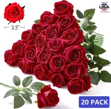 20PCS Red Silk Rose Artificial Flower Proposal Bouquet Home Decor Party Gift USA