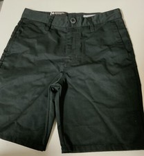    Volcom True To This Solid Black Flat Front Chino Shorts Size 28 youth   