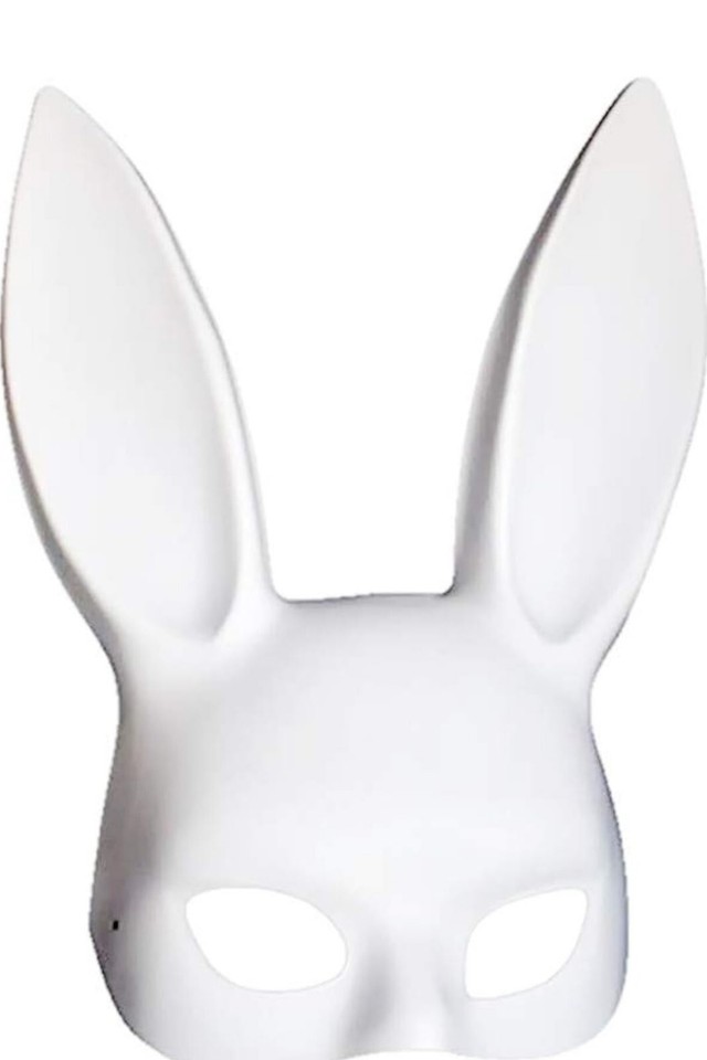 Bunny Mask TWO PIECES, Masquerade Masks Party Costume Matte Black