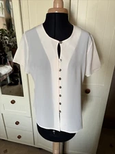 CLASSIC Separates Ladies Blouse UK Size 14 Vanilla Ivory Chiffon Short Sleeve