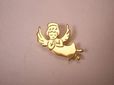 Winged Angel Gold Tone Vintage Tie Tack Lapel Pin christian worship t67