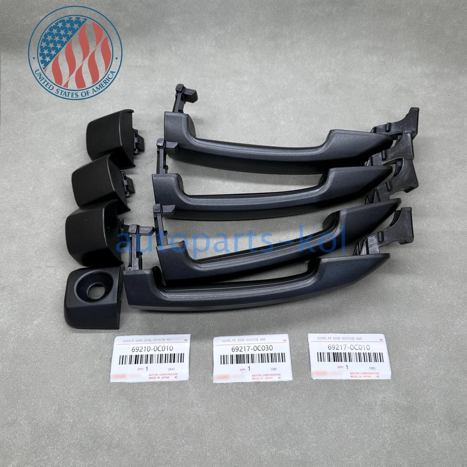 New Set of 4 Exterior Door Handles Black For 2007-2018 Toyota Tundra 69210-0C010 Foto 2 de 4