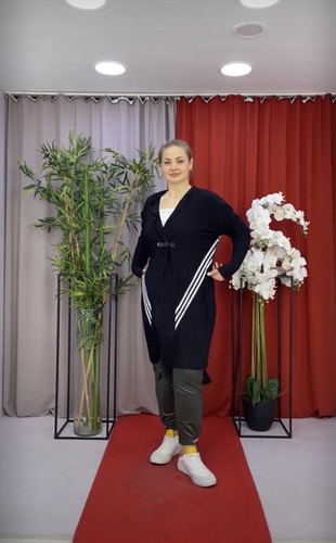 Darkwin Black White Hooded Cardigan XL Street Style Oversized Turkey - Picture 2 of 12