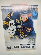 Buffalo Sabres Jake McCabe Merry Christmas Autographed 5x7 Promo Photo COA BUF