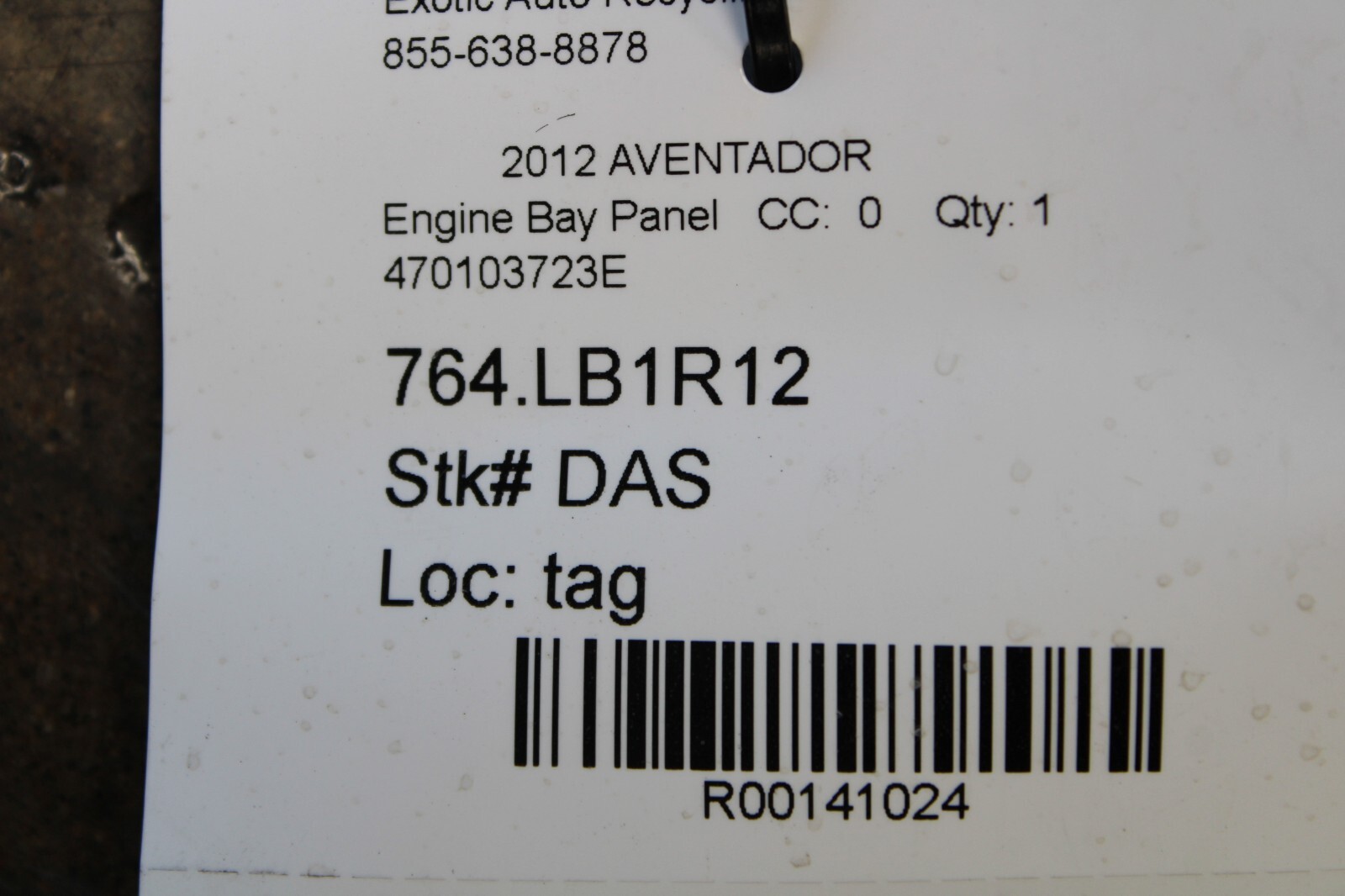 Lamborghini Aventador LP700, Engine Bay Panel, Used, P/N 470103723E