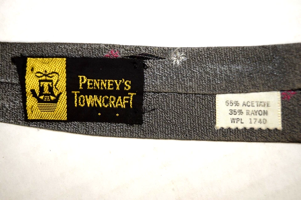 Corbata de Colección Años 50 60 Towncraft Gris Marfil Ombre Rayas Acetato Rayón 54 X 2.5" Foto 4 de 4