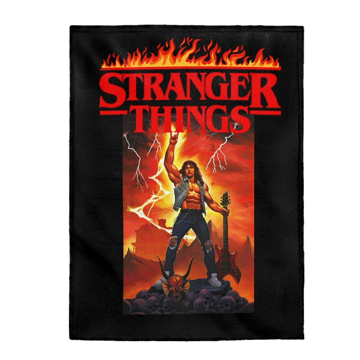 Ed Munson Stranger Things Throw Blanket with Hellfire Club Design