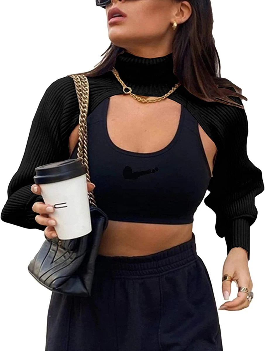 cropped turtleneck shrug