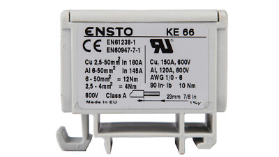 ENSTO 1-poliger 2-Draht-Klemmenblock 2,5-50 mm2 grau KE66