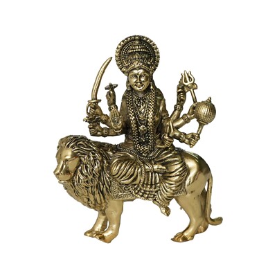 Brass Ambe Maa Idol 5.5 |Hindu Goddess Durga Statue for Navratri Puja Decor 400g