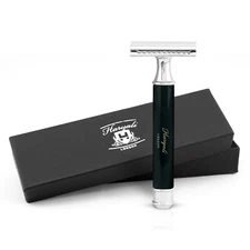 Haryali Double Edge Safety Razor for Men and Women, Sleek Metal Handle, Black