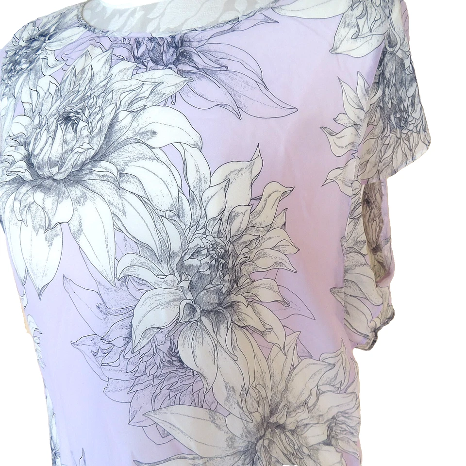 Vince Camuto Women Plus Sz 2X XXL Floral Violet Blouse Top Tunic Shirt Pullover - Image 2 of 4