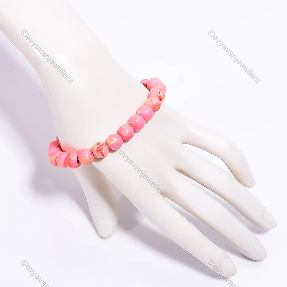 Pulsera ajustable para mujer rosa cobre turquesa piedras preciosas plata 925 con cuentas Foto 2 de 4