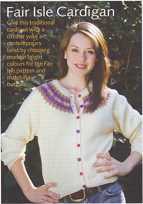 LADIES~CARDIGAN CIRCULAR YOKE~FAIR ISLE 