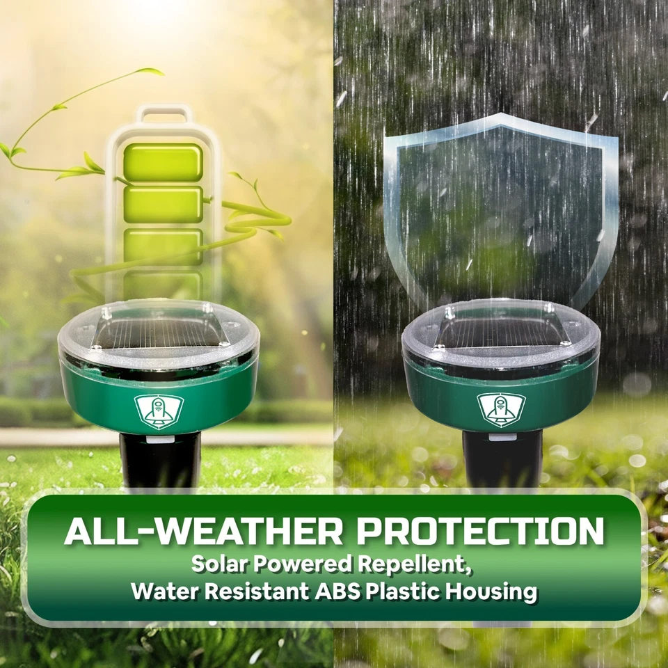 8PCS Solar Mole Repellent Ultrasonic Pest Control Stakes Waterproof for Garden - Image 2 of 4