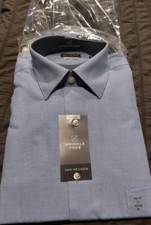 Men B T Van Heusen Shirt sz Tall Fit 17 35/36 XL Blue Wave Wrinkle Free -4728