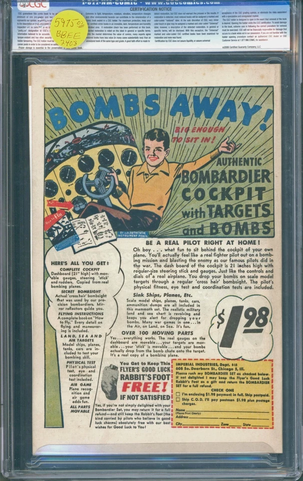 CAPTAIN AMERICA #59 CGC 8.5 VF  BRIGHT WHITE PAGES!  KEY/ORIGIN!  NICE HI GRADE! - Image 2 of 2