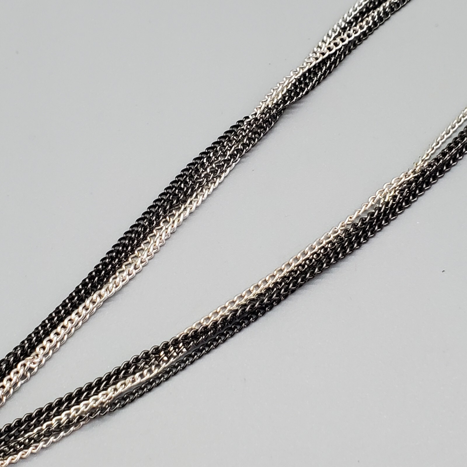 Leaf Tassel Statement Necklace Multistrand Gunmet… - image 2