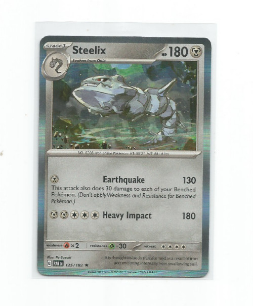 STEELIX 2023 POKEMON PARADOX RIFT HOLO CARD #125/182