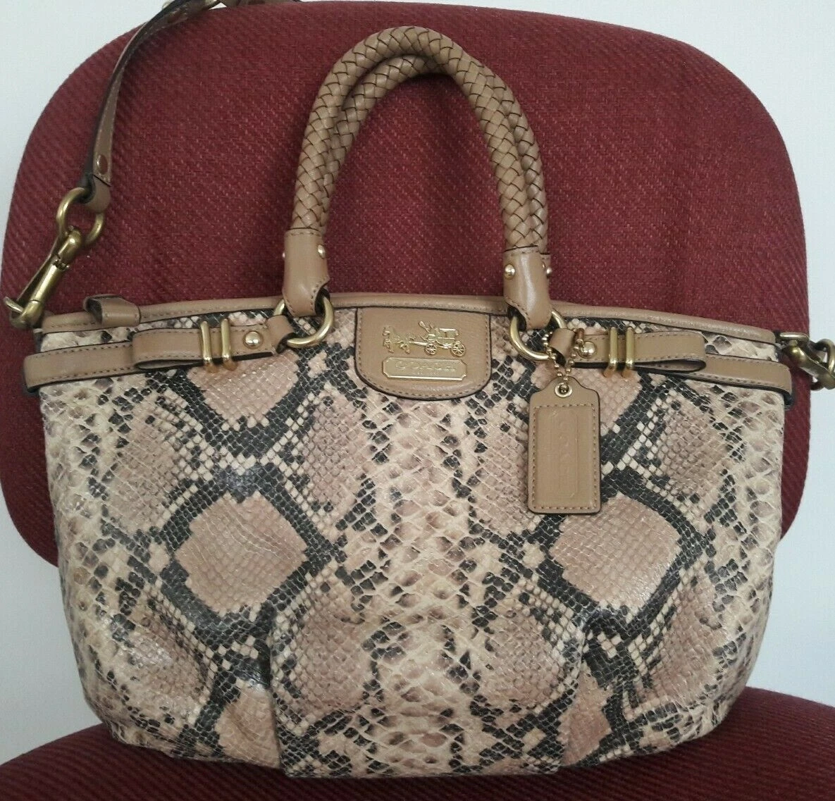 Maddie Embossed Snakeskin Satchel