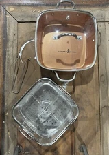 Copper Chef 11 inch Casserole Pan Pot with All Accessories Fryer Trivet Stand