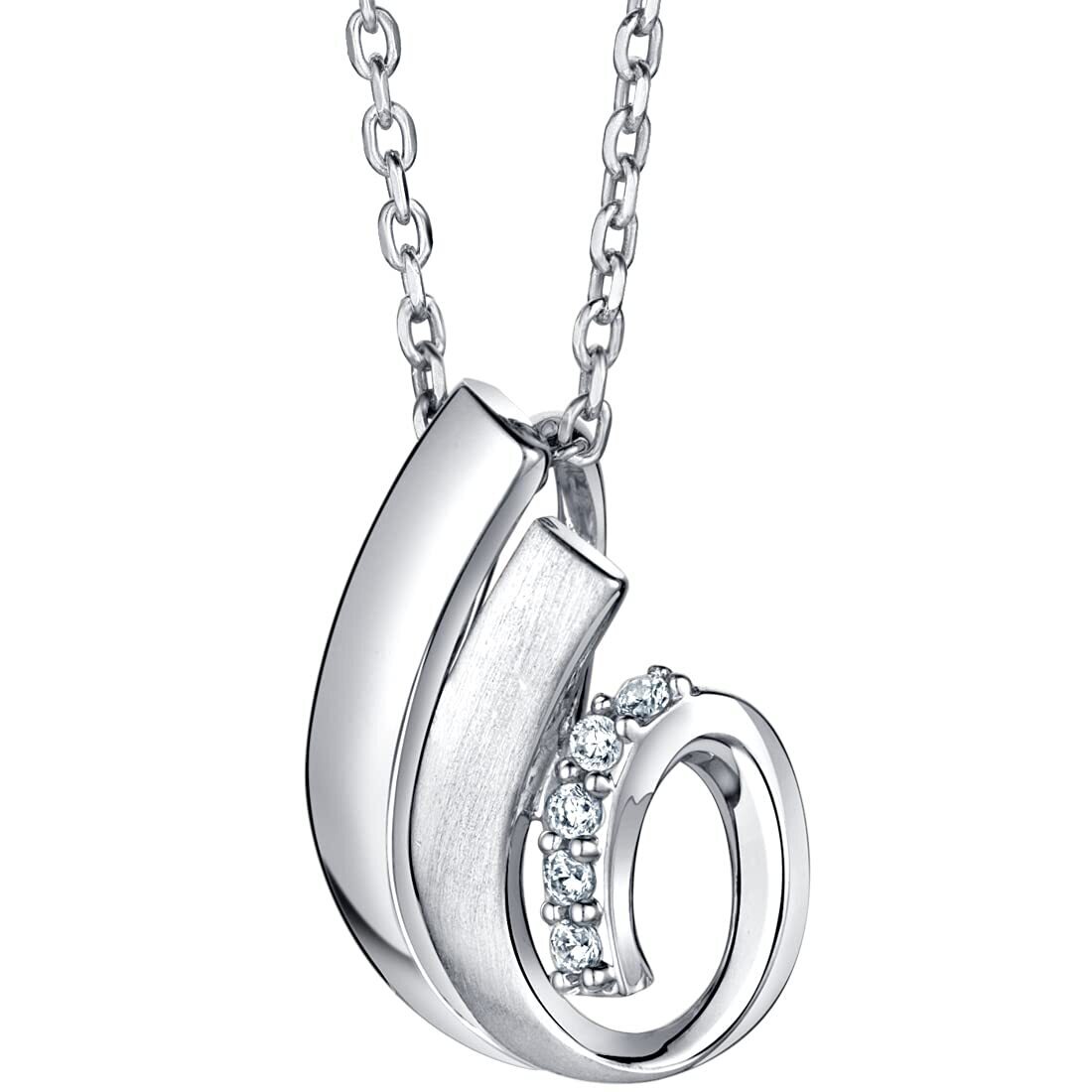 Peora 14K White Gold Created Opal & Diamond Pendant - Heart Shape, 6mm, With 0.07ct Genuine Diamond - View #3