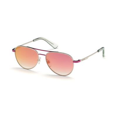 DIESEL Kinder Pilot Sonnenbrille DL0291 77U Silber Pink verspiegelt 50mm JUNIOR