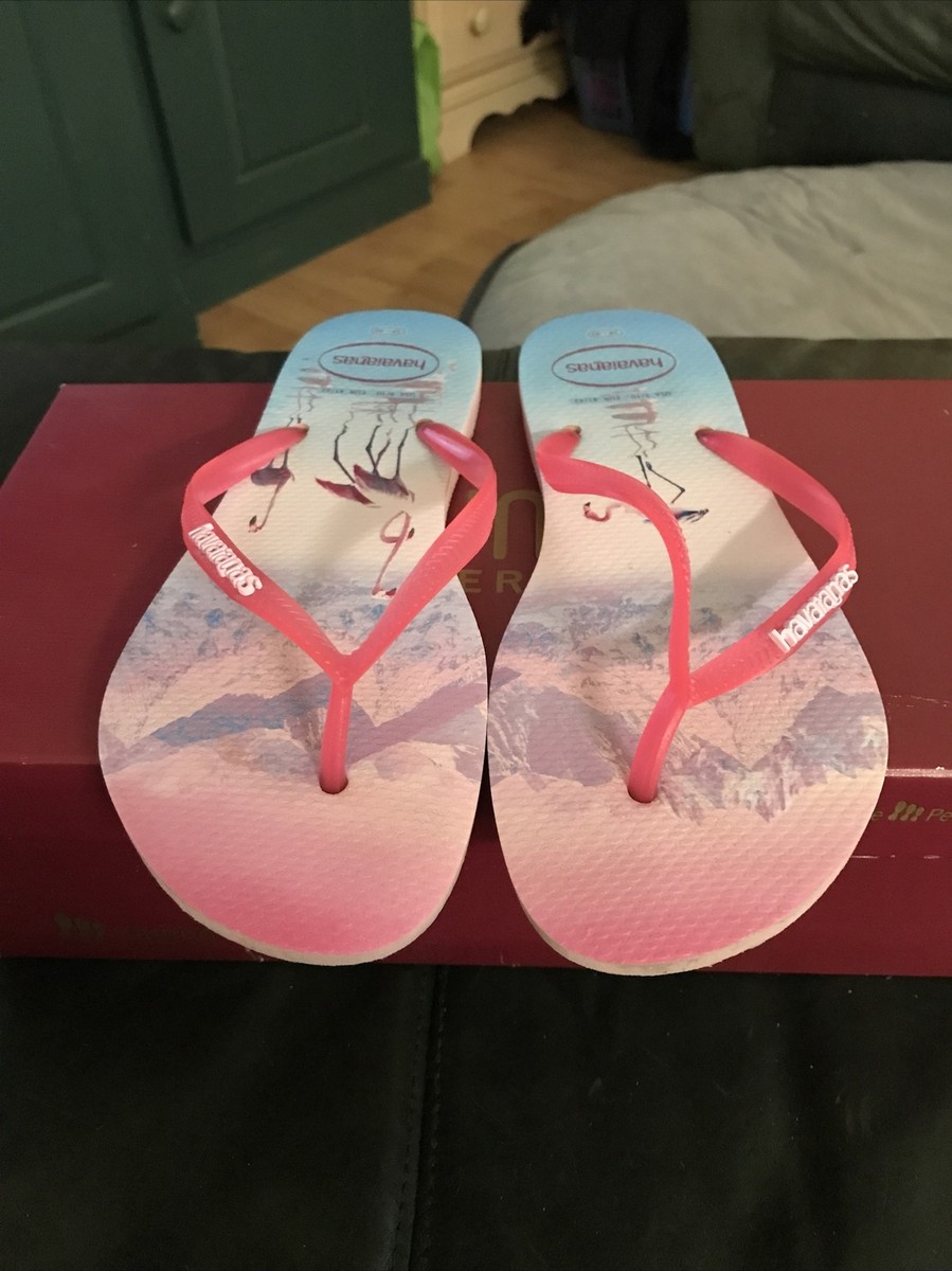 Havaianas- Women's Flamingo Slim Paisage Flip Flop -Crystal Rose Size 9-10