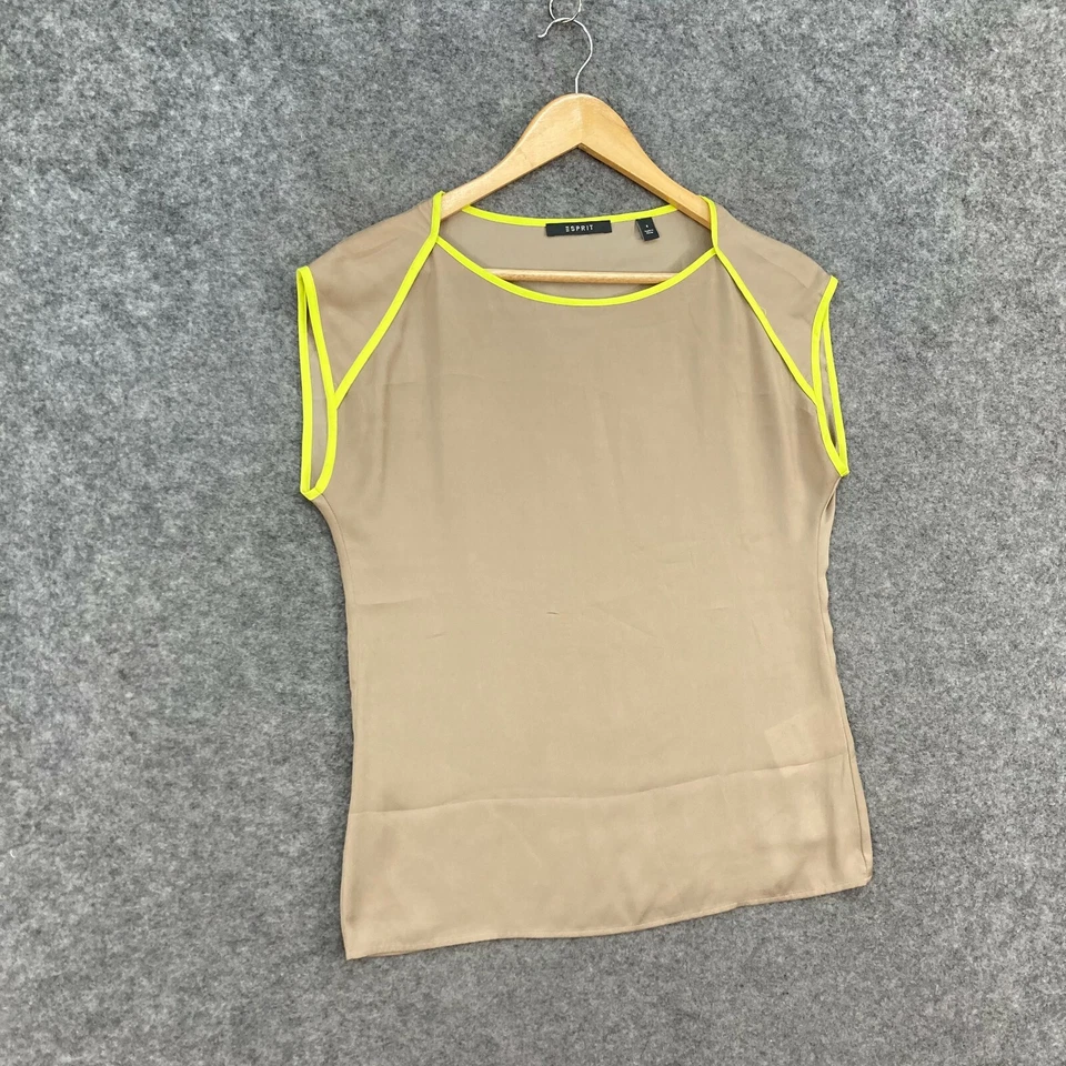Top Esprit para mujer 6 beige manga corta cuello barco ajuste cómodo 18202 Foto 3 de 4