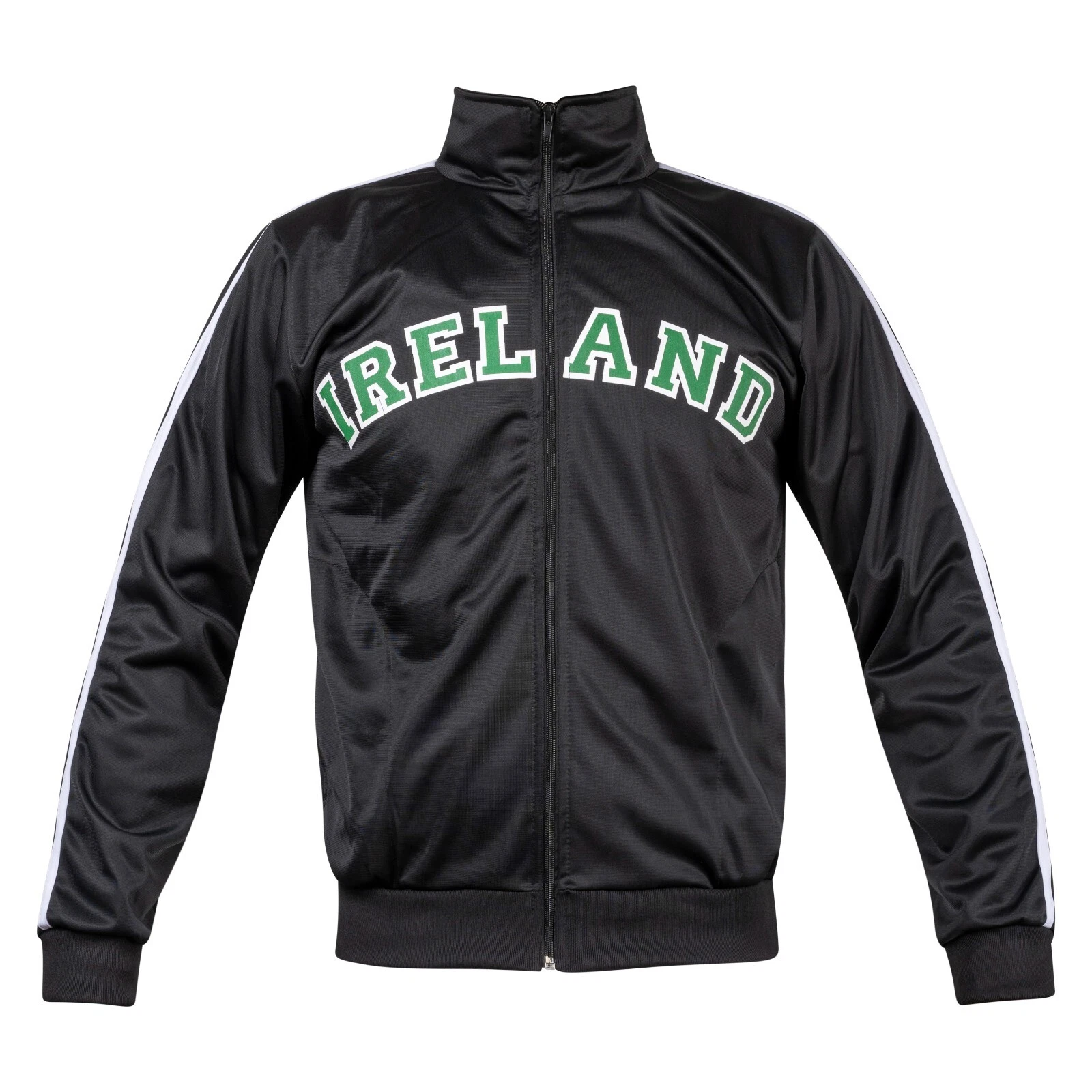 Éire Ireland Pride Black Football Sport Fan Jacket Jumper Top zipped Retro