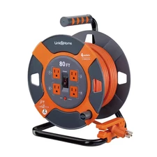 80 Ft. 14/3 Extension Cord Storage Reel with 4 Grounded Outlets and Overload Pro