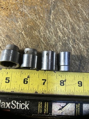 Lot 4 Mac Tools 3/8'' Dr 12PT SAE Shallow Sockets X142   X182 X202 And X242