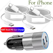 40W USB C Fast Car Charger For iPhone Air 17 16 15 Samsung Type C Charging Cable