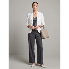 Banana Republic White Stretch Cotton Blazer Jacket Size 4 Single Button Career