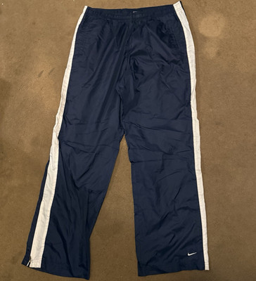 Nike Men's Blue/White Track Pants L Regular Drawstring Elastic Waist Y2K